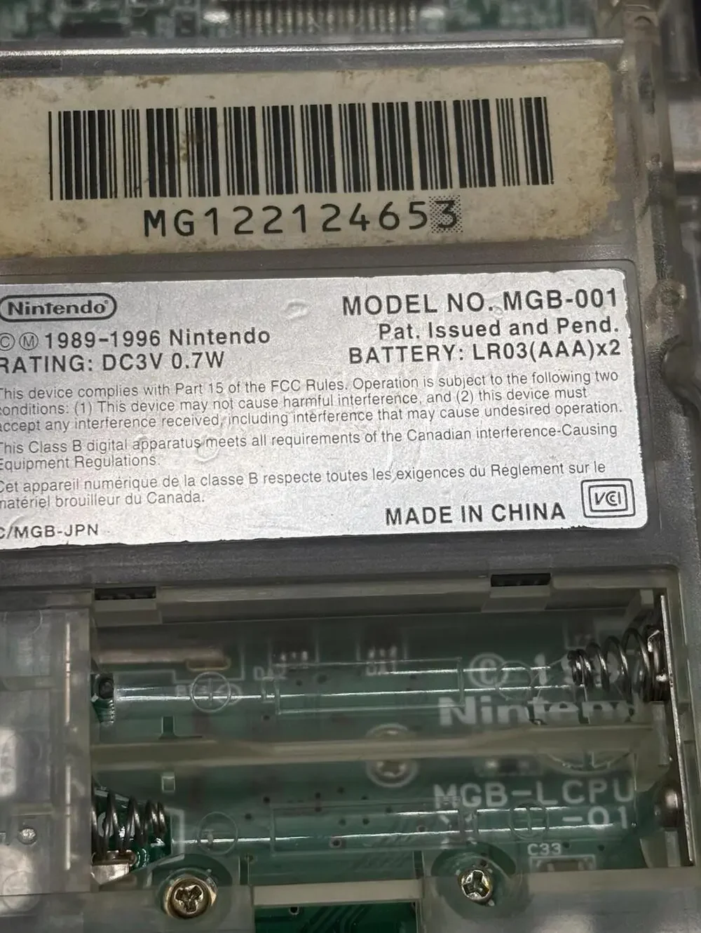Nintendo Gameboy Clear 1996 MGB-001 Tested Good vintage rare